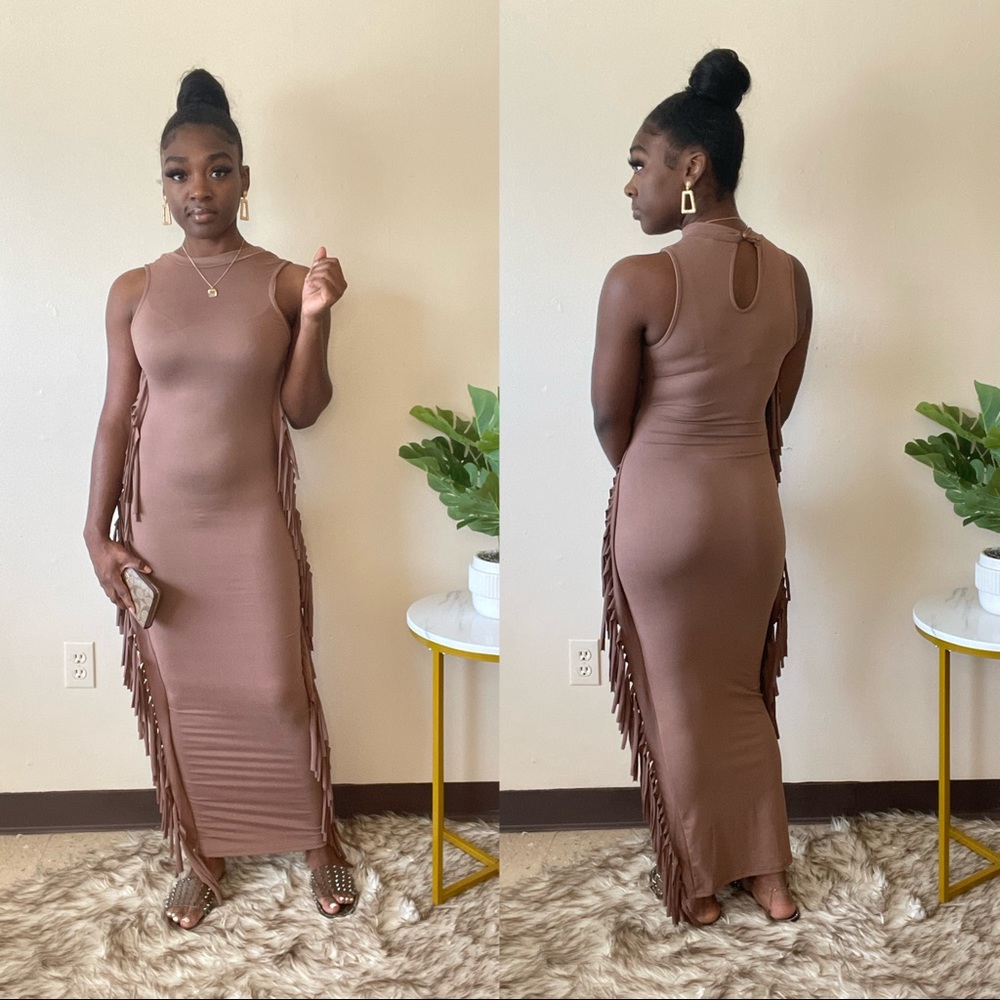 Mocha Fringe Dress